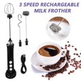 thumbnail image 4 of Mousseur à Lait Rechargeable 3 Vitesses Mousseur à Main avec Fouet en Acier Inoxydable pour Cappuccino Latte Bulletproof Café Keto Régime Poudre de Protéine Matcha, 4 of 8