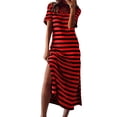 thumbnail image 1 of Tumotour Robe d'Été pour Femmes Robe Imprimée à Fleurs Robe à Manches Courtes Robe de Plage Décontractée Col Rond Longue Robe T-Shirt Voyage Vacances avec Poches, 1 of 4