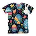 thumbnail image 4 of Ensemble de Pyjamas de Pâques pour Filles Mignon Lapin Tenue Col Rond T-Shirt à Manches Courtes et Shorts Ensemble Pyjamas pour Enfants, 4 of 6