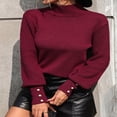 thumbnail image 4 of Ladies‘ Knitted Sweater with Long Sleeves and Turtleneck in Solid Color, 4 of 9