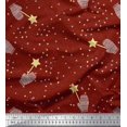 thumbnail image 1 of Soimoi Red Rayon Fabric Musical Symbol & Star Printed Fabric 1 Yard 56 Inch Wide, 1 of 3