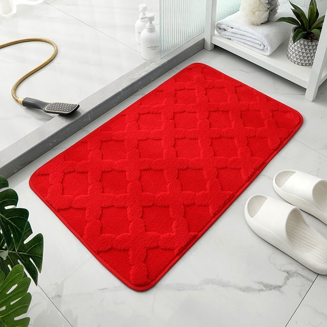 Thickened Absorbent Non-Slip Bathroom Rug Mat, Plush Polyester Floor Carpet for Toilet, Shower, and Bedroom Doorway, Machine Washable