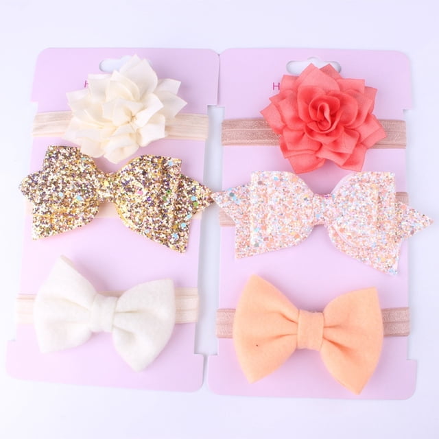 Ensemble de 3 Pcs Couvre-Chefs Mignons pour Bébés Filles, Bandeau Nœud pour Nouveau-Né, Bandeau Élastique, Accessoires pour Photos de Cheveux