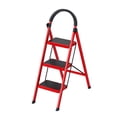 thumbnail image 2 of Trayknick Step Ladder, 3 Step Ladder Folding Step Stool, Multi-Purpose Collapsible Ladder for Home or RV Outdoor Work, Heavy Duty 330 lbs Load (White, Red),Red, 2 of 13