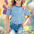 thumbnail image 2 of GDREDA T-Shirt Graphique à Manches Courtes Rayé pour Garçons Carnaval, Haut de Fête Coloré Confortable et Décontracté pour Enfants Bleu,90, 2 of 4