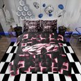 thumbnail image 1 of Erosebridal Pink Racing Car Bed in a Bag Twin size, Neon Geometric Bed Set, Speed Sports Decor, Reversible, 1 of 5