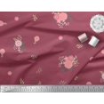 thumbnail image 2 of Soimoi Orange Poly Georgette Fabric Leaves & Pink Floral Print Sewing Fabric BTY 52 Inch Wide, 2 of 3