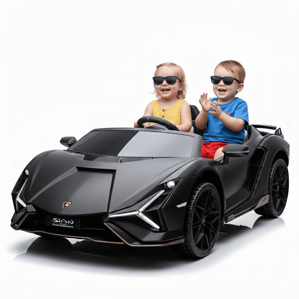 KidsVIP 24V Lamborghini Sian 2-Seater Drifting Edition Ride-On Car W/ Drift Mode, Leather Seats, Music & Remote