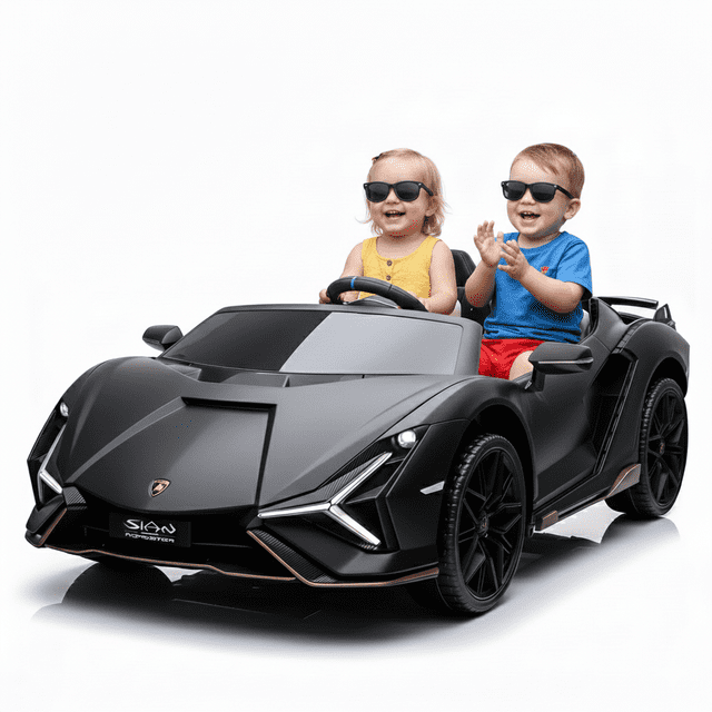 KidsVIP 24V Lamborghini Sian 2-Seater Drifting Edition Ride-On Car W/ Drift Mode, Leather Seats, Music & Remote