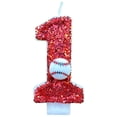 thumbnail image 2 of Baseball Glitter Birthday Cake Candle, Number Topper Decor for Sports Themed Party, 2 of 4
