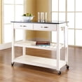 thumbnail image 2 of Crosley 2 Drawer Black Granite Top Kitchen Cart in White, 2 of 9