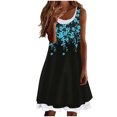 thumbnail image 2 of HKEJIAOI Robes Décontractées pour Femmes Cadeau d'Anniversaire Mode pour Femmes Décontracté Aguichant Sans Manches Imprimé Col Rond Faux Deux-Pièces Gilet pour Dames Robe Débardeur Économies Liquidation Bleu, 2 of 8