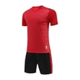 thumbnail image 2 of hengsof Ensemble de Maillot de Football à la Mode pour Enfants, Haut à Manches Courtes Col Ras du Cou, Short à Taille Élastique Tenue de Sport, Confortable Respirant Absorbant la Sueur Séchage Rapide Uniforme de Sport Deux Pièces, 2 of 4