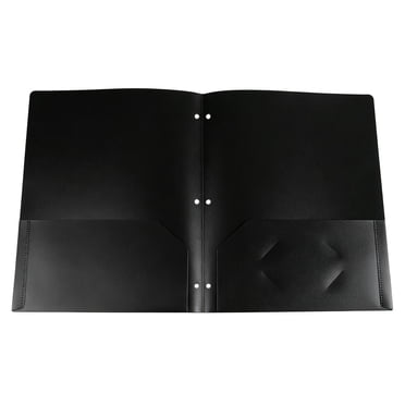 ZTTD 1 Paquet de Chemises avec Pochettes, Chemises de Reliure en Plastique à 3 Trous Perforés avec Porte-Carte d'Affaires, Chemises de Classement Noires pour Documents, Classeur, École Secondaire, Bureau, Affaires