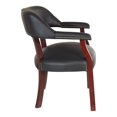 thumbnail image 5 of Fauteuil d'Appoint Traditionnel en Vinyle Noir et Pieds en Acajou, 5 of 5
