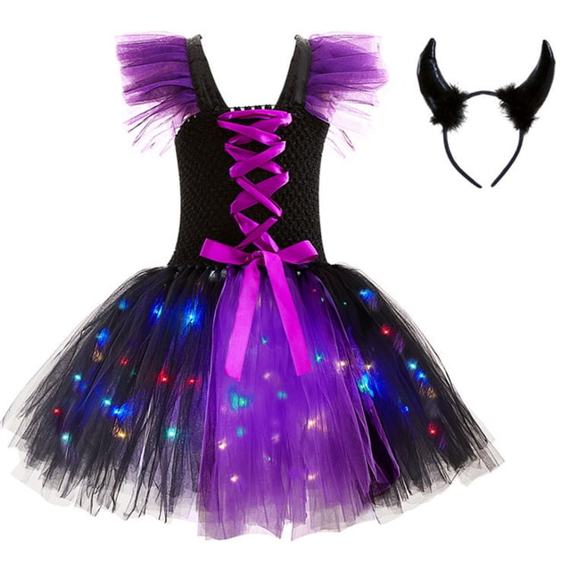 WEAIXIMIUNG Robes pour Filles Taille 10-12 Été Robe pour Tout-Petits Filles Led Sans Manches Robe Tutu en Maille Fête