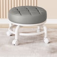 thumbnail image 2 of Grey Lightweight Wheeled Low Stool Rolling Design Durable Pu Leather Multifunctional Portable For Home Office Universal Seating #575PA, 2 of 7