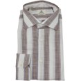 thumbnail image 1 of Borrelli Chemise Blanche pour Homme avec Bleu et Brun Robe à Rayures en Lin - m, 1 of 1