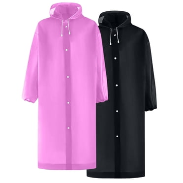 2 Pack Raincoat Portable Ponchos, Cameland Waterproof EVA Reusable Rain Jacket for Men and Women, Durable Rain Coats Long Sleeve Rain Poncho for Outdoor Activities