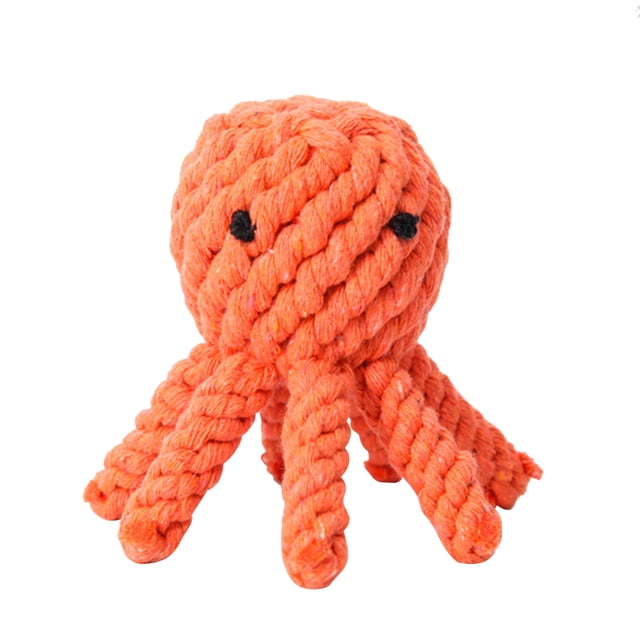 SHISUYAN Funny Bite Toy Dog Cotton Rope Octopus Teeth Grinding Toy Creative Cat Dog Playing Toy (Orange)