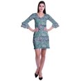 thumbnail image 2 of Moomaya Robe Courte Imprimée pour Femmes, Manches Évasées, Coupe Droite, Robes pour Femmes, Vêtements d'Été Décontractés, 2 of 6