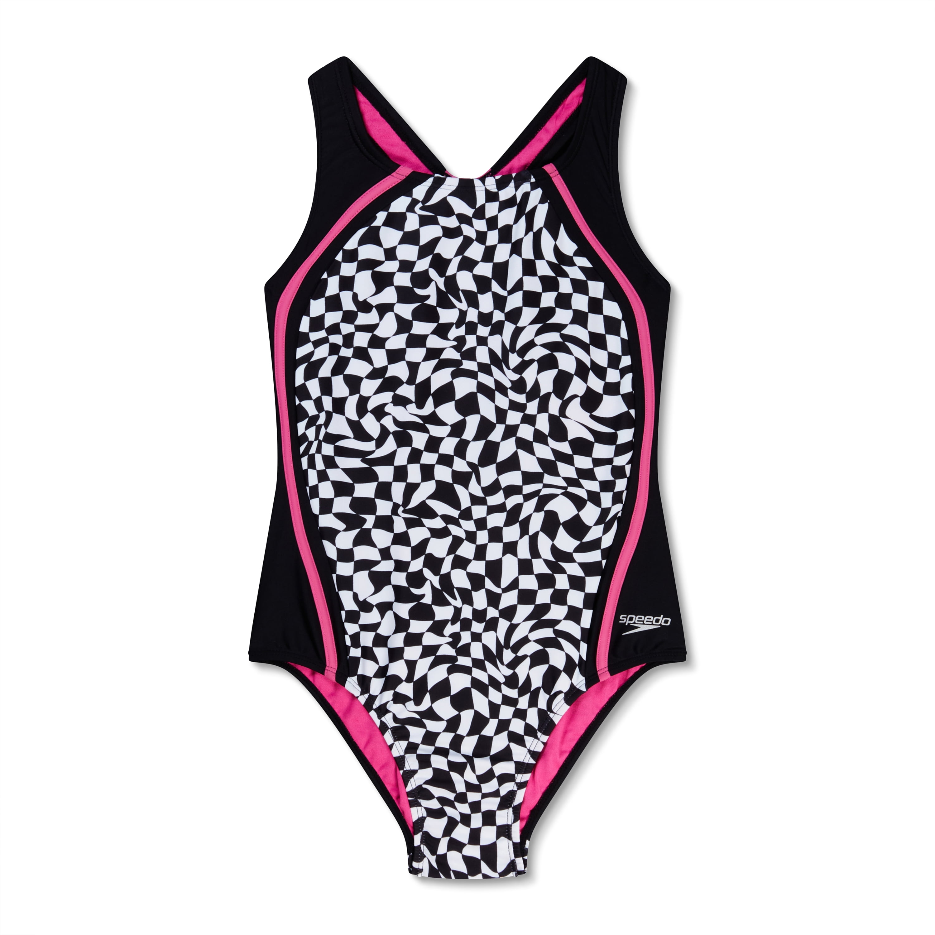Speedo Girl's UV Protection Sport Splice Printed One Piece Swimsuit - Anthracite, Size 7