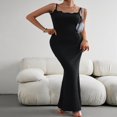thumbnail image 4 of POINTERTECK Élégant Couleur Unie Dentelle Garniture Robe Longue Bodycon pour les Femmes, 4 of 9