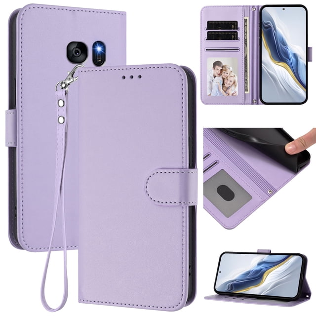 GANGXUN Wallet Case for Samsung Galaxy S7 – Magnetic Closure, RFID Blocking, Wrist Strap, Wireless Charging Compatible