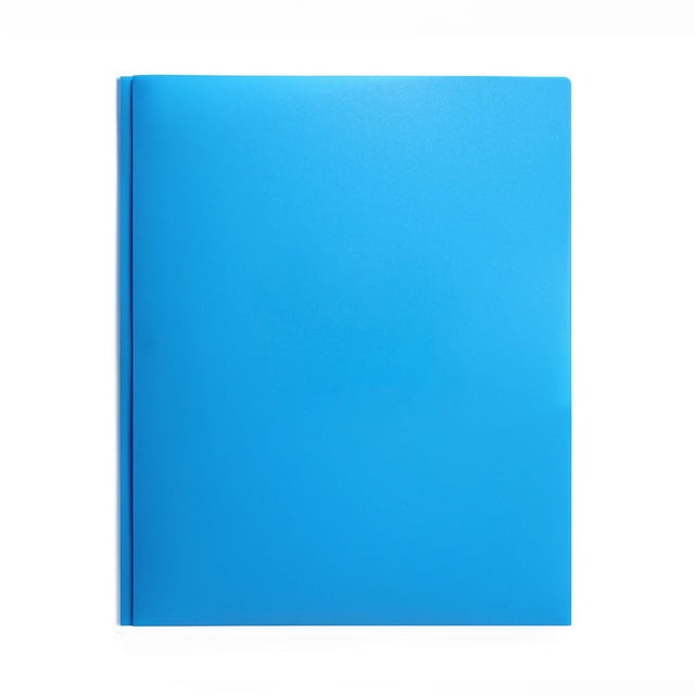 Pen+Gear Portfolio en Poly avec Attaches Bleues, Orienté vers l'Avant avec une Couverture en Polypropylène Lisse, Résistante aux Déchirures et à l'Eau, Comprenant Trois Attaches Métalliques pour Sécuriser les Papiers Format Lettre et Deux Pochettes Intérieures pour Organiser les documents, Convient aux Présentations et aux Devoirs Scolaires.