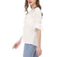 thumbnail image 4 of INSPIRE CHIC Blouse en Mousseline Semi-Transparente pour Femme à Volants, Col en V, Manches Bouffantes au Coude, m Blanc, 4 of 8
