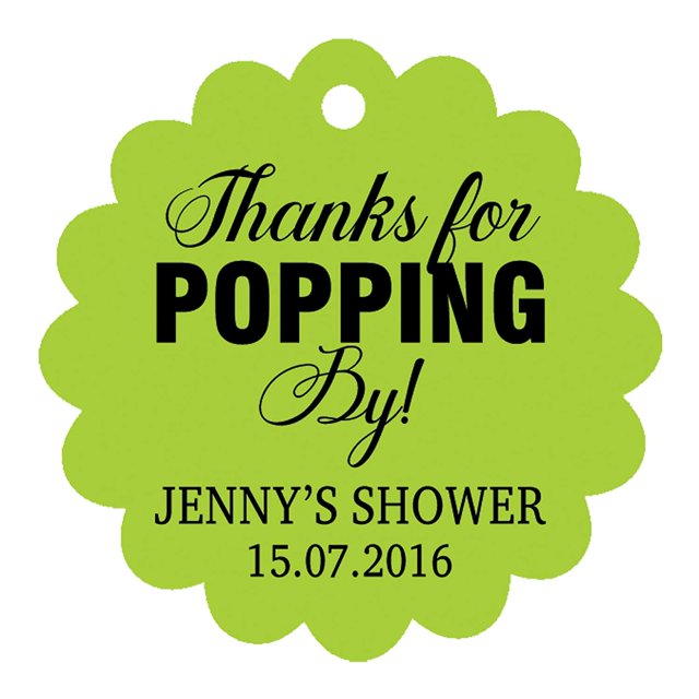 100 PCS Personalized Baby Shower Favors Tags Custom Quote Thank You For Popping By Baby Shower Gift Hang Tags
