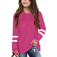 thumbnail image 2 of WEIYLL T-Shirt pour Filles Manches Longues Poignets Col Rond Patchwork Chaud Doux Hauts pour Enfant pour 5-6 Ans, 2 of 5