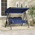 thumbnail image 2 of Outsunny Balançoire de Porche 3 Places, Chaise Balançoire d'Extérieur Robuste, Bleu Foncé, 2 of 9