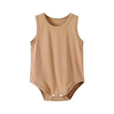 FAIWAD Newborn Summer Romper Baby Boy Girl Sleeveless Solid Color Bodysuit Unisex Infant Cotton Breathable Outfit, 0-2 Years