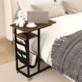 thumbnail image 2 of Costway 1 PCS C-shaped End Table with Charging Station Rolling Bedside Table Couch Side Table, 2 of 10