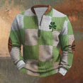 thumbnail image 4 of Penkiiy St Patricks Day Shamrock Patch Chest Print 1/4 Zip Sweatshirt 3XL Multicolor, 4 of 5