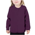 thumbnail image 1 of Fall Saving! HVOBTTY Girls Long Sleeve Open Front Cardigan, Girls Crewneck Cardigan Solid Long Sleeve Button Sweater Uniform Sweaters for Little Girls Purple, 4 Years, 1 of 5