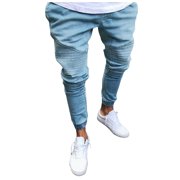 Ketyyh-chn99 Men's Jeans Pants Washed Straight Fit Fashion Jeans Mens Fashion Tights Size for 2XL,Light Blue