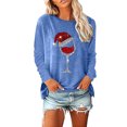 thumbnail image 2 of jsaierl Chandails de Noël pour Femmes Col Rond Manches Longues Chemises Graphiques en Verre de Noël Hauts Graphiques Hippie Blouse Graphique Tee Chandail de Noël, 2 of 5
