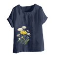 thumbnail image 4 of CHUANK Chemises pour Femmes Dames Liquidation T-Shirts d'Été Décontractés pour Femmes Col Rond Manches Courtes Imprimé Floral Chemise Ample Hauts, 4 of 5
