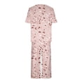 thumbnail image 4 of Mikilon Pyjama Décontracté pour Femmes, Ensemble de Sommeil, Imprimé Vintage, Manches Courtes, Pantalon Capri, 2 Pcs, Col Rond, Tenue de Détente Décontractée avec Poches, Ensemble 2 Pcs, Rose, P, 4 of 8