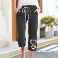 thumbnail image 4 of Cameland Pantalon Capri pour Femmes Décontracté Été Coton Lin Pantalon à Cordon Droit Pantalon Imprimé, 4 of 4