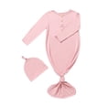 thumbnail image 2 of RXIRUCGD Newborn Baby Boy And Baby Girl Solid Color Jumpsuit Pajamas Hat Set Rompers( Pink, Size:0 Month ), 2 of 3
