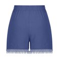 thumbnail image 4 of FAIWAD Women‘s Lace Trim Shorts Elastic Waist Short Pants with Pockets Drawstring Sports Solid Color Shorts, 4 of 5