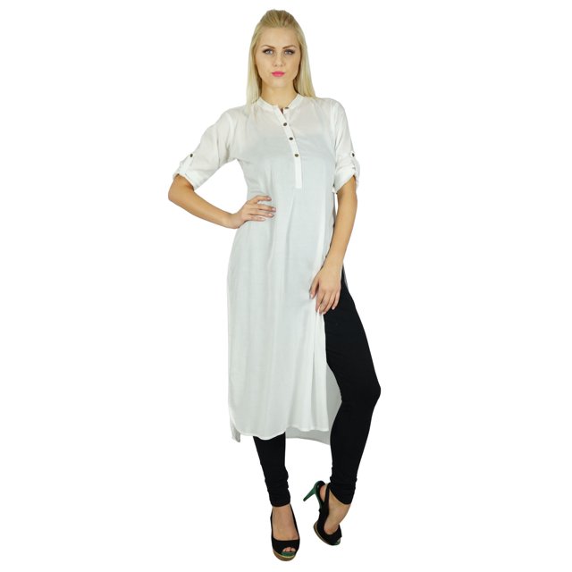 Bimba Kurti Classique en Coton pour Femmes, Manches 3/4, Blouse Longue Formelle Personnalisée