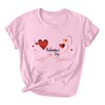 thumbnail image 1 of Amzcrzy Hauts pour Femmes Mode T-Shirts de la Saint-Valentin à Imprimé Cœur d'Amour pour Femmes Col Rond T-Shirt de la Saint-Valentin Décontracté Tendance Manches Courtes Hauts pour Femme, 1 of 3