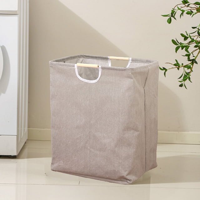 Foldable Waterproof Canvas Laundry Basket with Handles for Bathroom Bedroom Storage Organizer