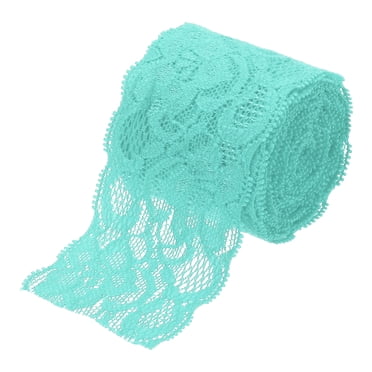 Uxcell Lace Trim 5 Yards 2 inch Flower Elastic Lace Ribbons for Craft Gift Package Decoration Wedding Headbands Lake Blue
