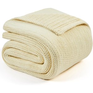 L'AGRATY Knitted Weighted Blanket - 50"x60", 10lbs Cooling Chunky Knit, Braided Crochet Throw with Thick Cable Yarn, Machine Washable
