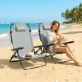 thumbnail image 2 of Outsunny Set of 2 Camping Chair with Adjustable Backrest, Light Grey, 2 of 10